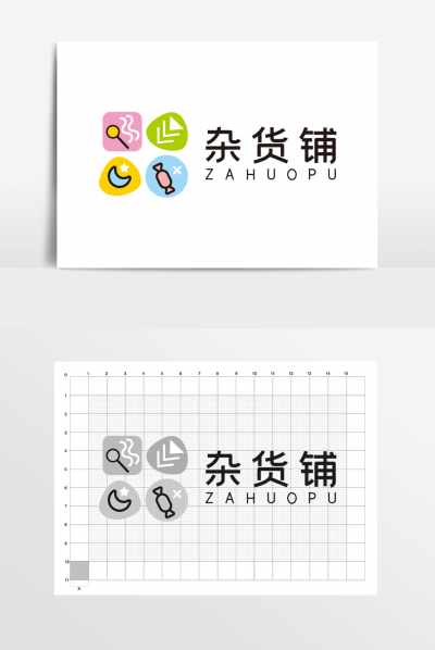 母婴杂货铺可爱彩色糖果屋LOGO标志