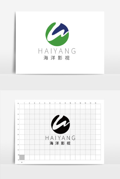 蓝绿色简约影视行业W字母logo设计