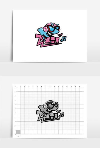 矢量卡通飞鲨音乐传媒logo标志