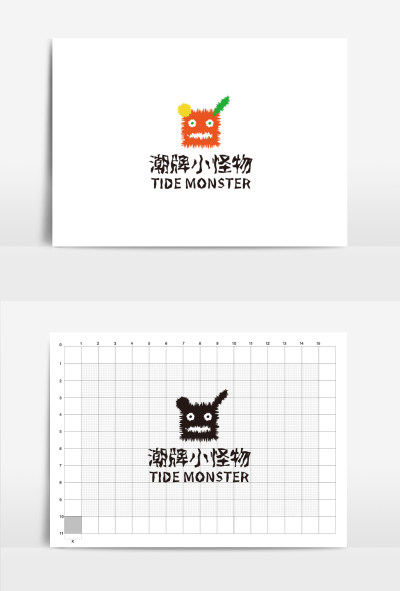 简约时尚相近色鲜艳小怪物潮牌LOGO设计