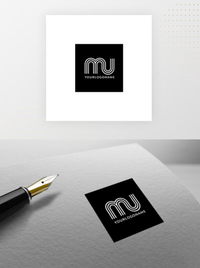 字母M标识线条logo音乐logo