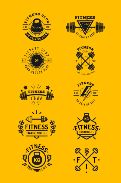 健身运动健身管哑铃LOGO元素