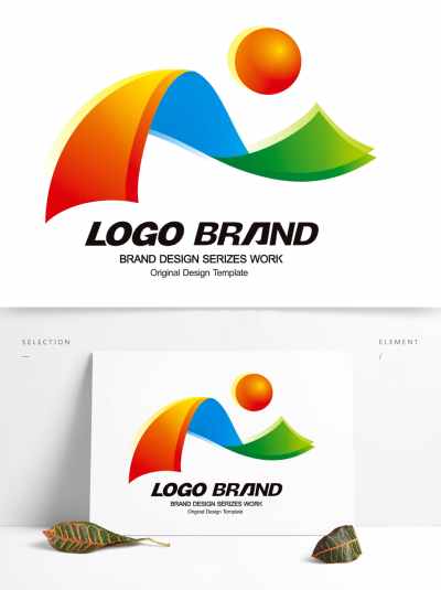 动感大气红蓝绿飘带运动会LOGO公司标志