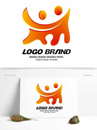 简约创意红黄人形运动会标志公司LOGO