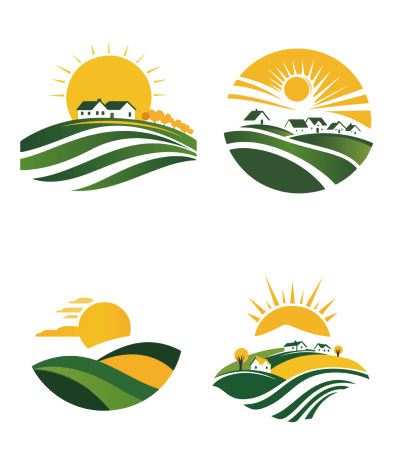 手绘矢量稻田农业农作物logo标志