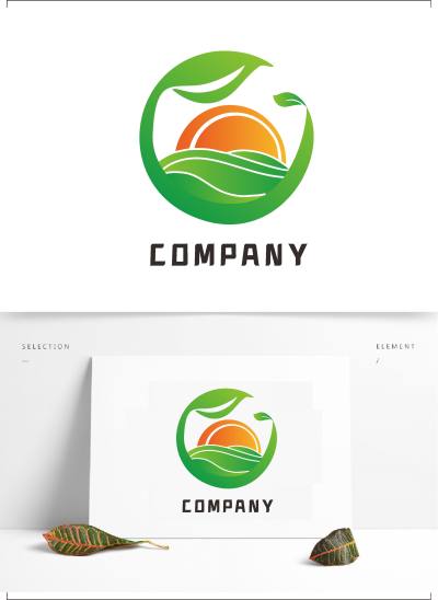 农业logo太阳logo圆形logo黄色绿色logo