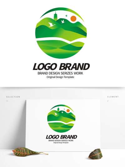 创意绿色山水logo旅游行业公司标志设计