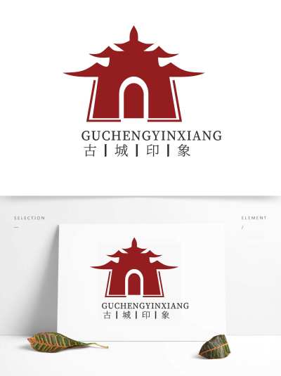 创意复古古城印象标志logo设计