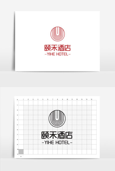 红色线条时尚简约酒店标志