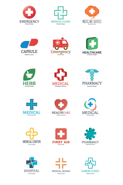 医疗健康生命救护矢量LOGO元素