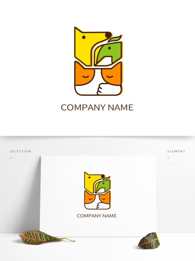 简约猫狗鹦鹉几何卡通宠物logo设计