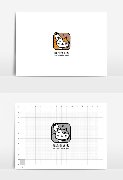 可爱猫狗之家宠物店标志LOGO设计