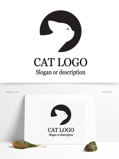 猫咪宠物圆形剪影logo