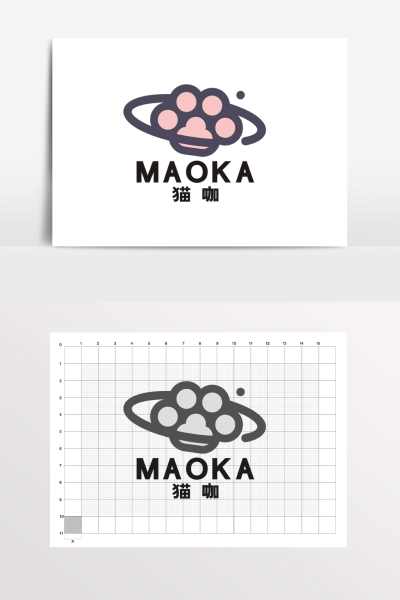 猫咖宠物店咖奶茶店猫抓LOGO标志