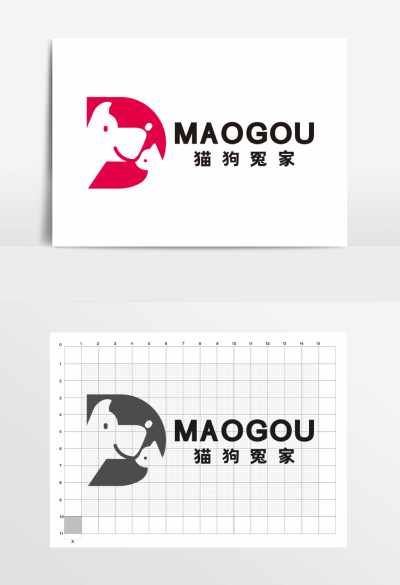 猫狗字母D宠物店LOGO标志