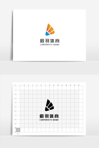 橙色蓝色双色羽毛球体育运动LOGO