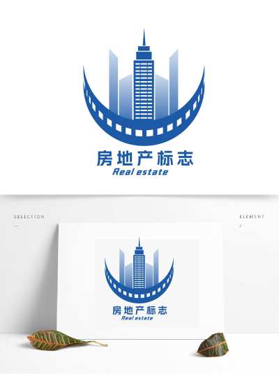 蓝色月牙房地产LOGO设计