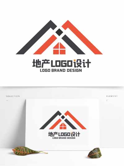 灰橙色房地产LOGO设计
