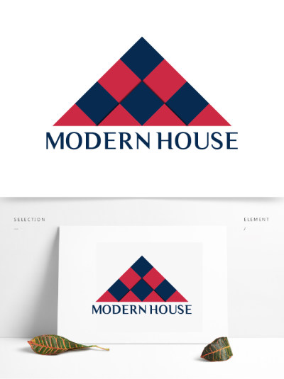 红色矢量地产建筑创意标志logo模版