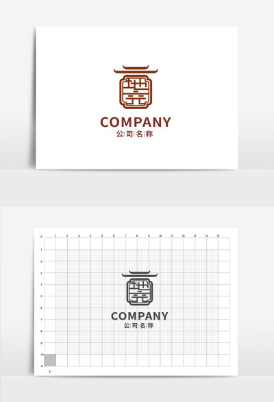 地产古风建筑中式窗户LOGO设计