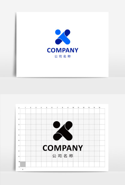 几何简约字母X型logo