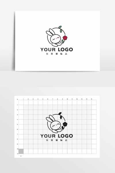 卡通兔子花店杂货铺LOGO标志