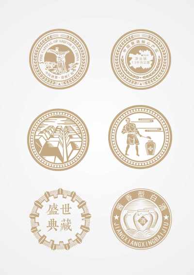 酒元素圆形矢量图标