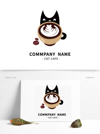 咖色卡通简约宠物猫咖咖啡店LOGO