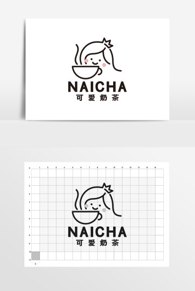 奶茶店可爱女孩饮品咖啡LOGO标志