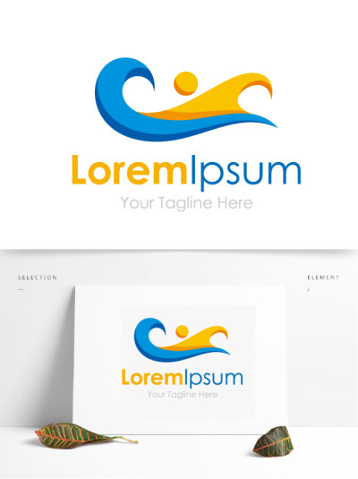 游泳冲浪体育馆logo标志设计