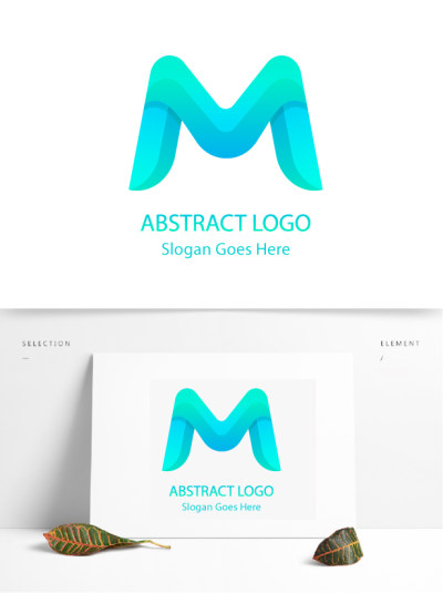 马卡龙色调清新字母M商业logo设计