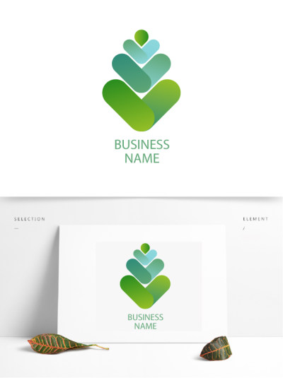 比心绿色渐变商业logo设计