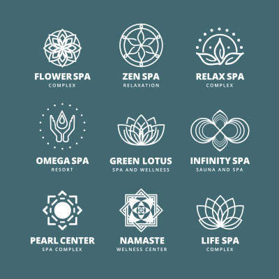 手绘SPA瑜伽服务LOGO元素