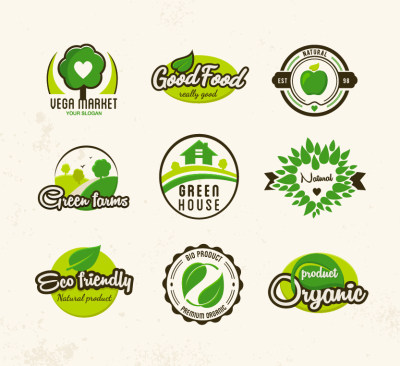 绿色有机食品标签logo矢量素材