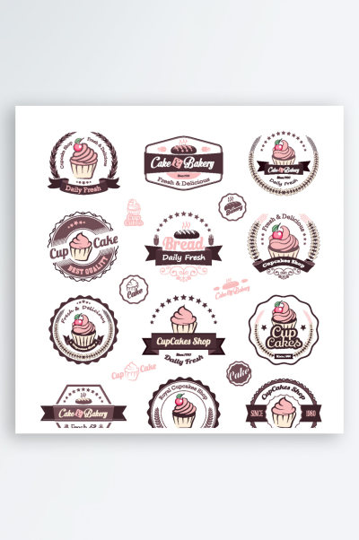 矢量面包甜点标志图标素材