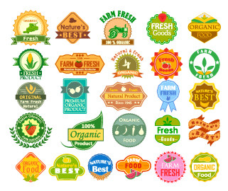 有机天然产物水果蔬菜LOGO素材