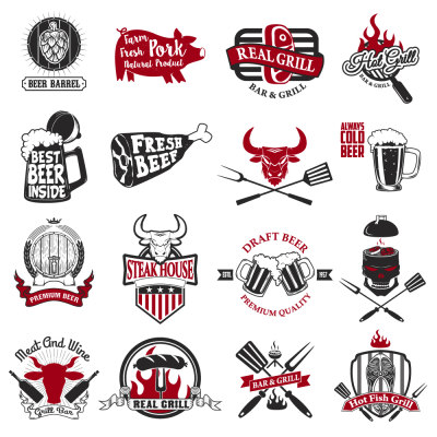 炭烧烧烤店LOGO标志素材设计