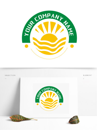 黄绿色太阳海自然元素食品公司logo食品logo