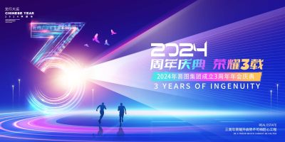 科技企业2024年迎新晚会周年庆背景