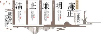 廉洁廉政内容知识文化墙设计模板文化墙