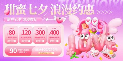 甜蜜七夕浪漫约会文化墙