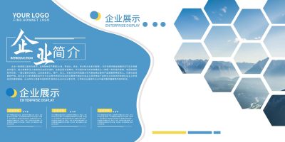 蓝色简约企业文化简介展板