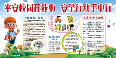 中小学安全教育日校园安全展板平安校园在我心安全行动手中行交通安全