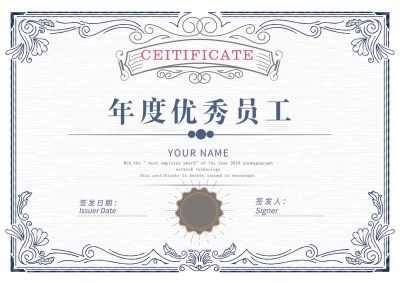 年度优秀荣誉奖状