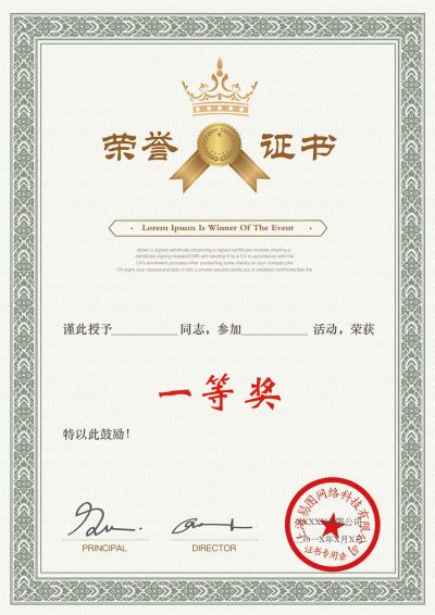 欧式花纹一等奖荣誉奖状