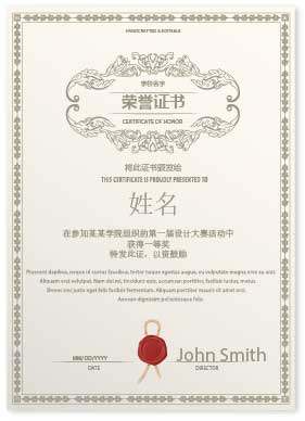 国际风格专项证书个人荣誉证书模板