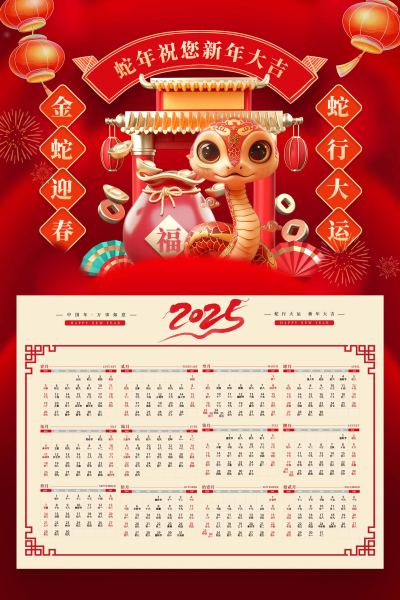 蛇年迎春2025日历