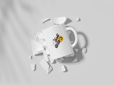 植物光影破碎马克杯场景logo样机
