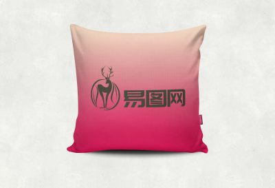 粉色抱枕logo样机效果图