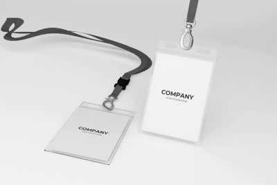 黑色绳子白色胸卡吊牌工作证logo样机效果图